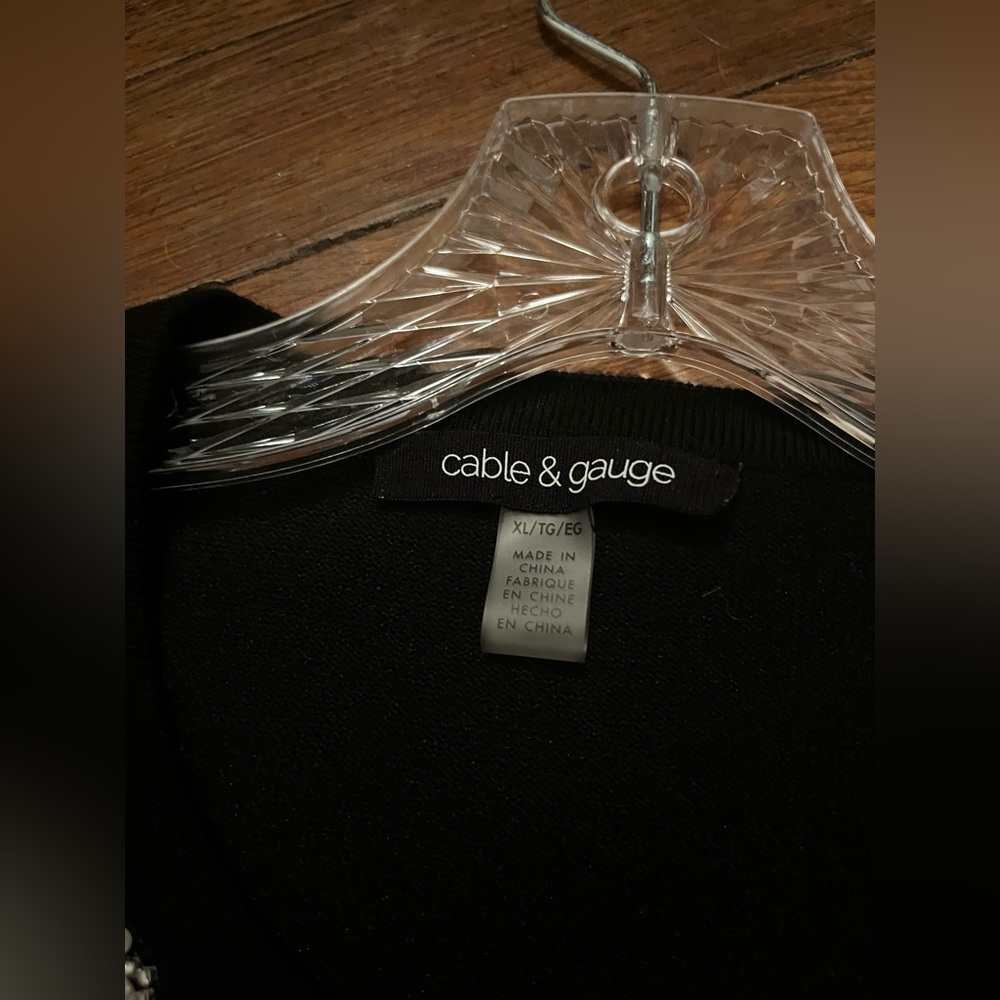 Womens Cable & Gauge Black Cardigan Sweater XL Beaded Neckline 3/4 sleeve wow! - Picture 6 of 11